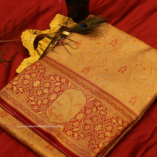 KANCHI CORAL PINK GOLD SAREE