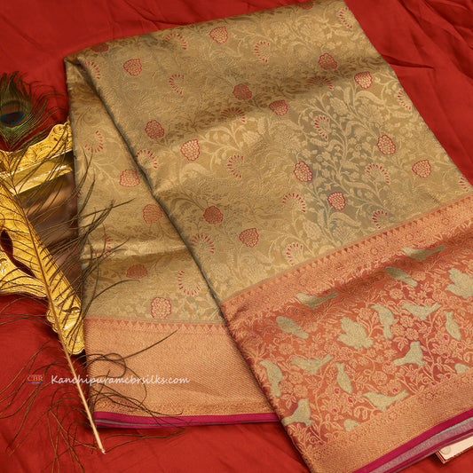 KANCHI PESTAL GREEN GOLD SAREE