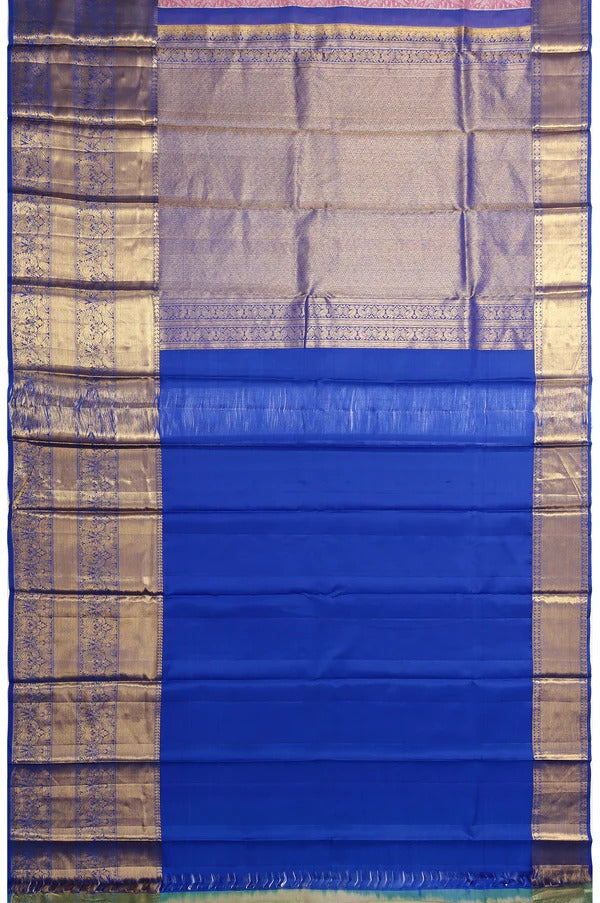 Purple Kanchipuram Silk Saree with Kili, Yanai, and Mayil Motifs