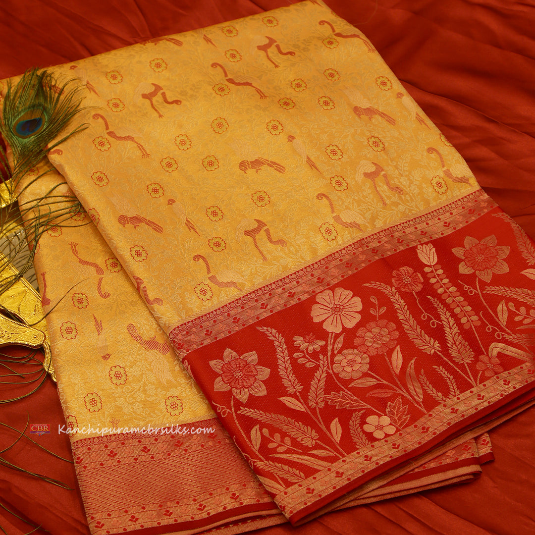 KANCHI PEACH GOLD SAREE