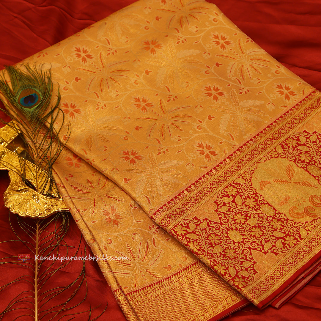 KANCHI CORAL PINK GOLD SAREE