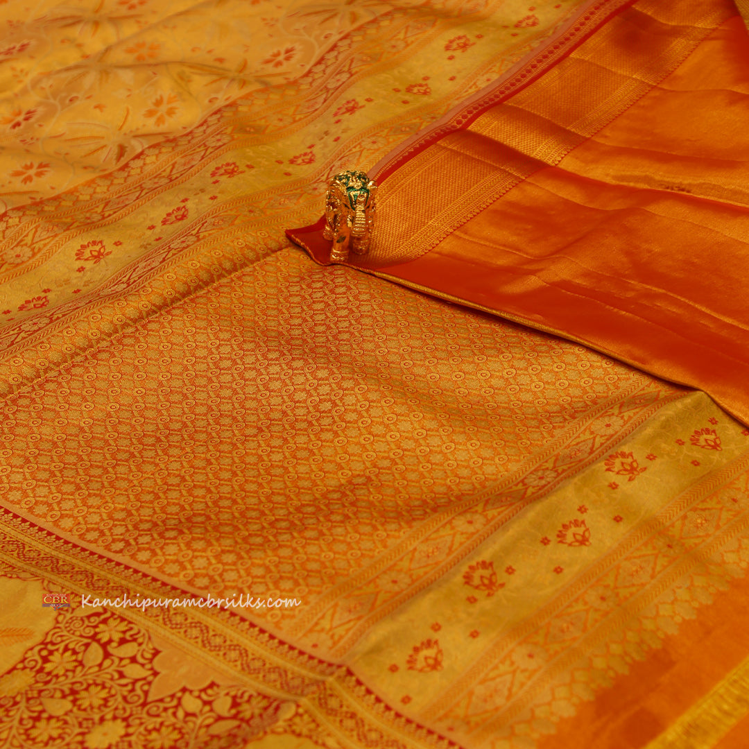 KANCHI CORAL PINK GOLD SAREE