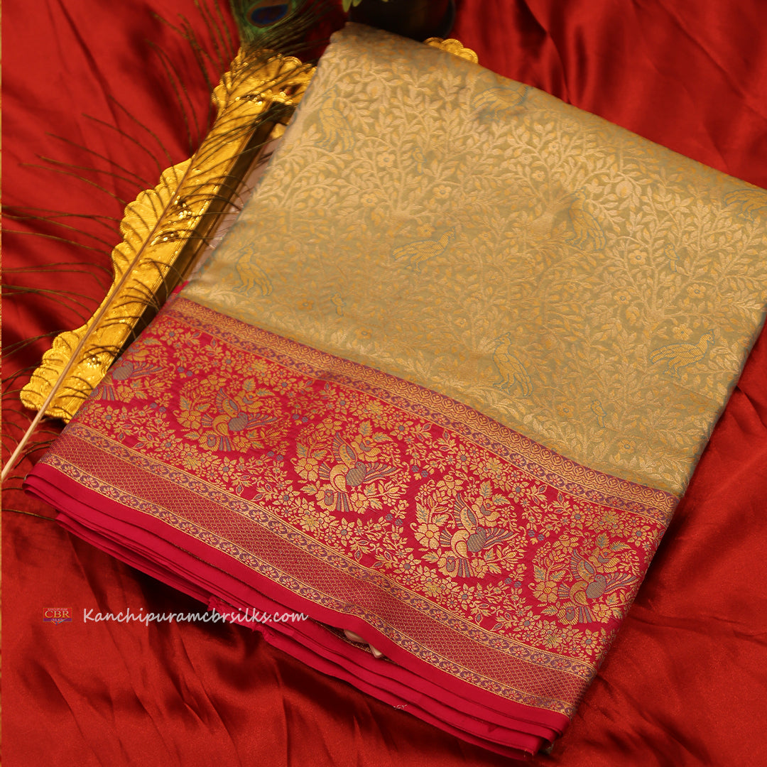 KANCHI PERSIAMINT BLUE GOLD SAREE