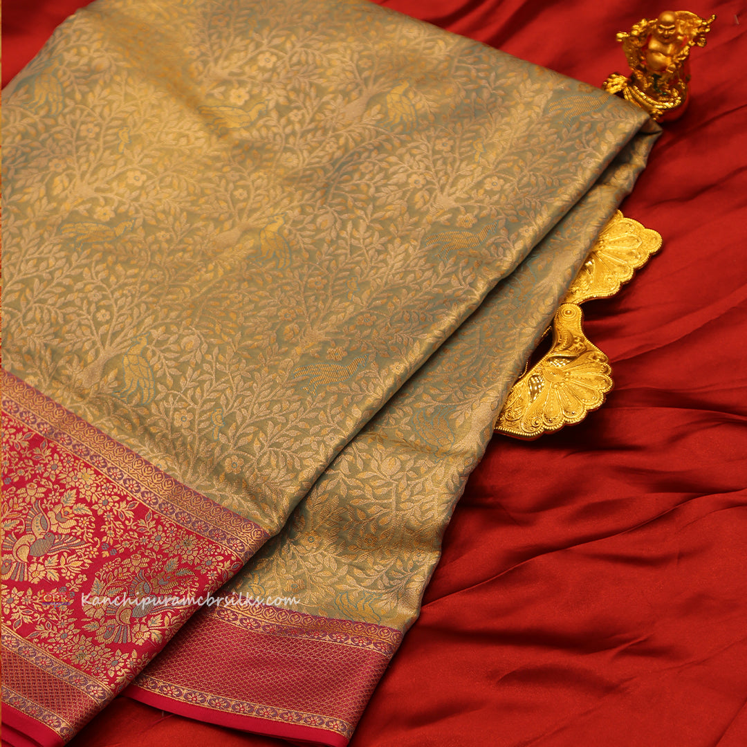 KANCHI PERSIAMINT BLUE GOLD SAREE
