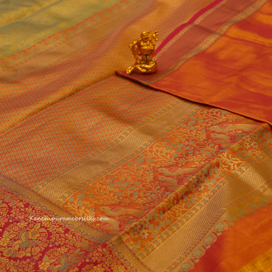 KANCHI PERSIAMINT BLUE GOLD SAREE