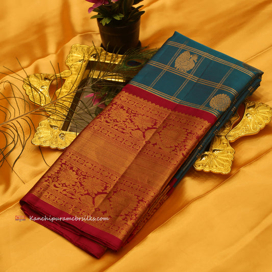KANCHI TEAL BLUE SAREE