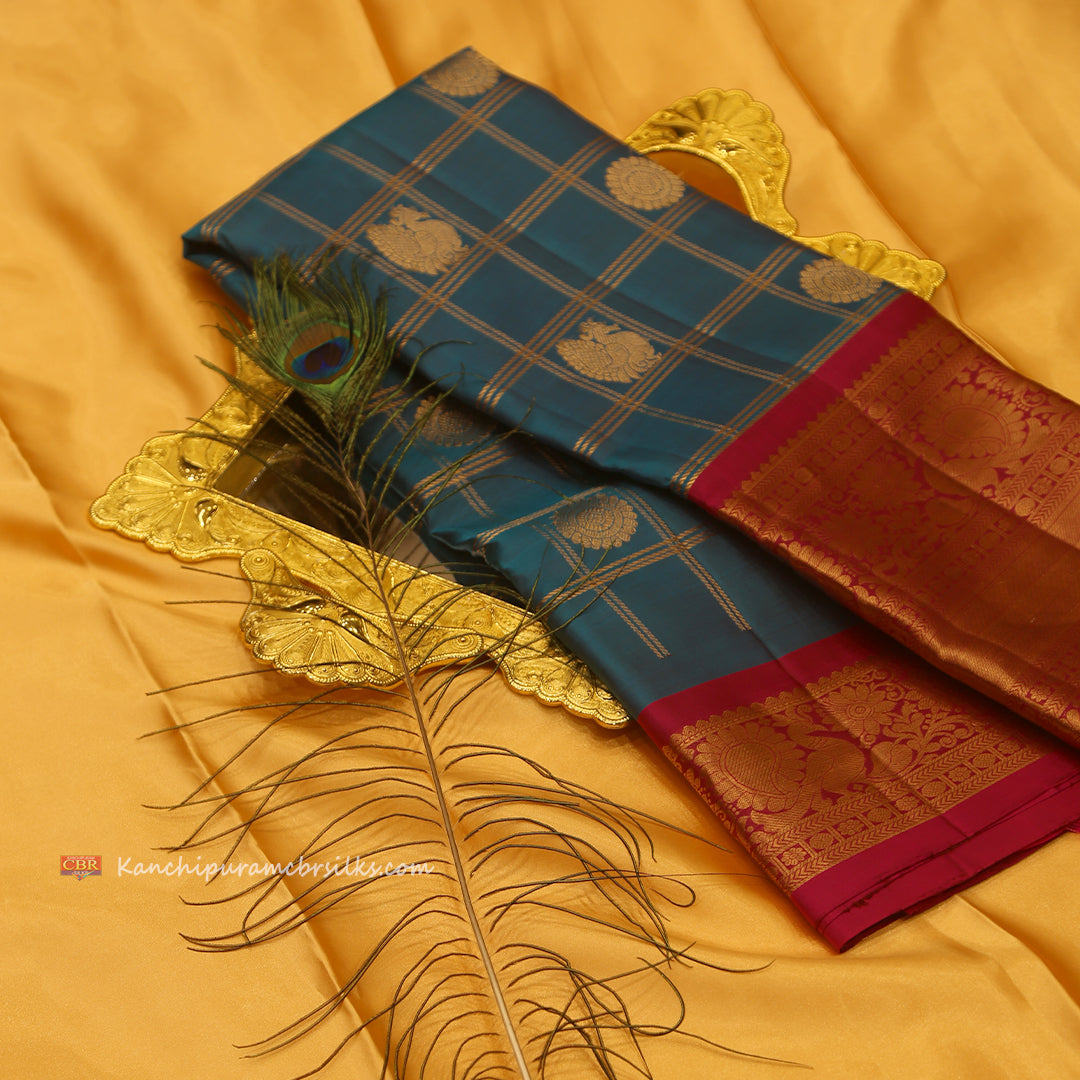 KANCHI TEAL BLUE SAREE