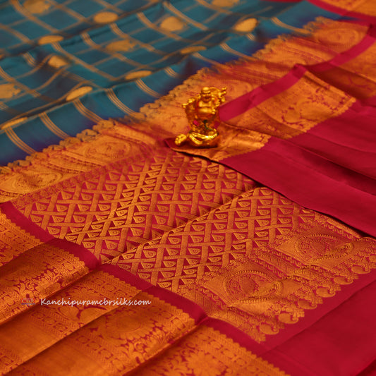 KANCHI TEAL BLUE SAREE
