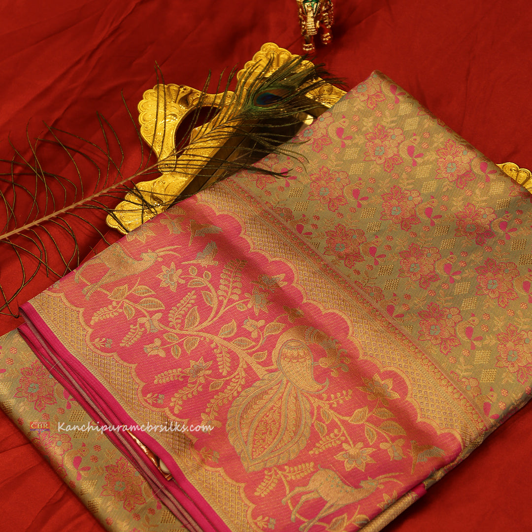 KANCHI MINT BLUE GOLD SAREE