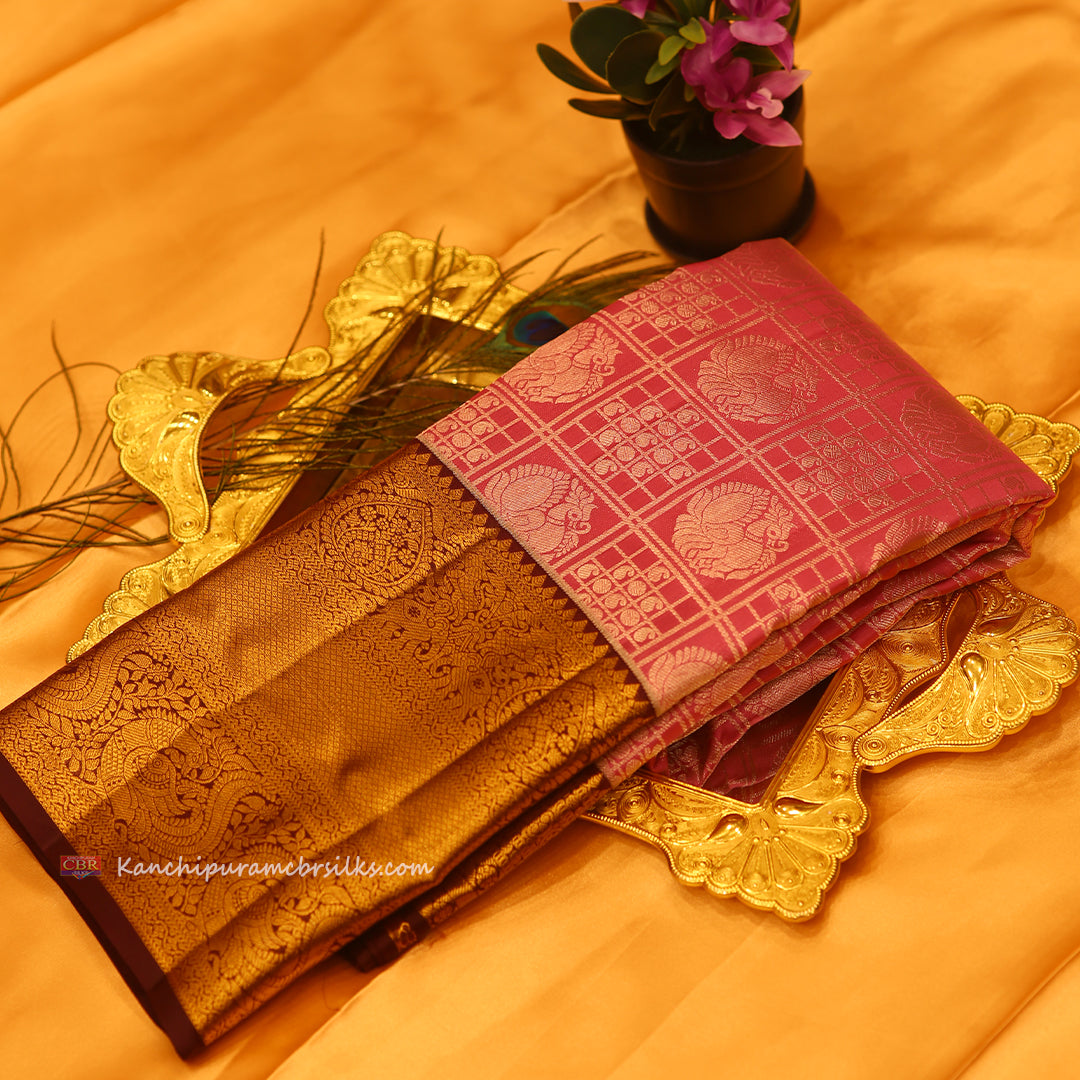 KANCHI BABY PINK SILVER JARI SAREE