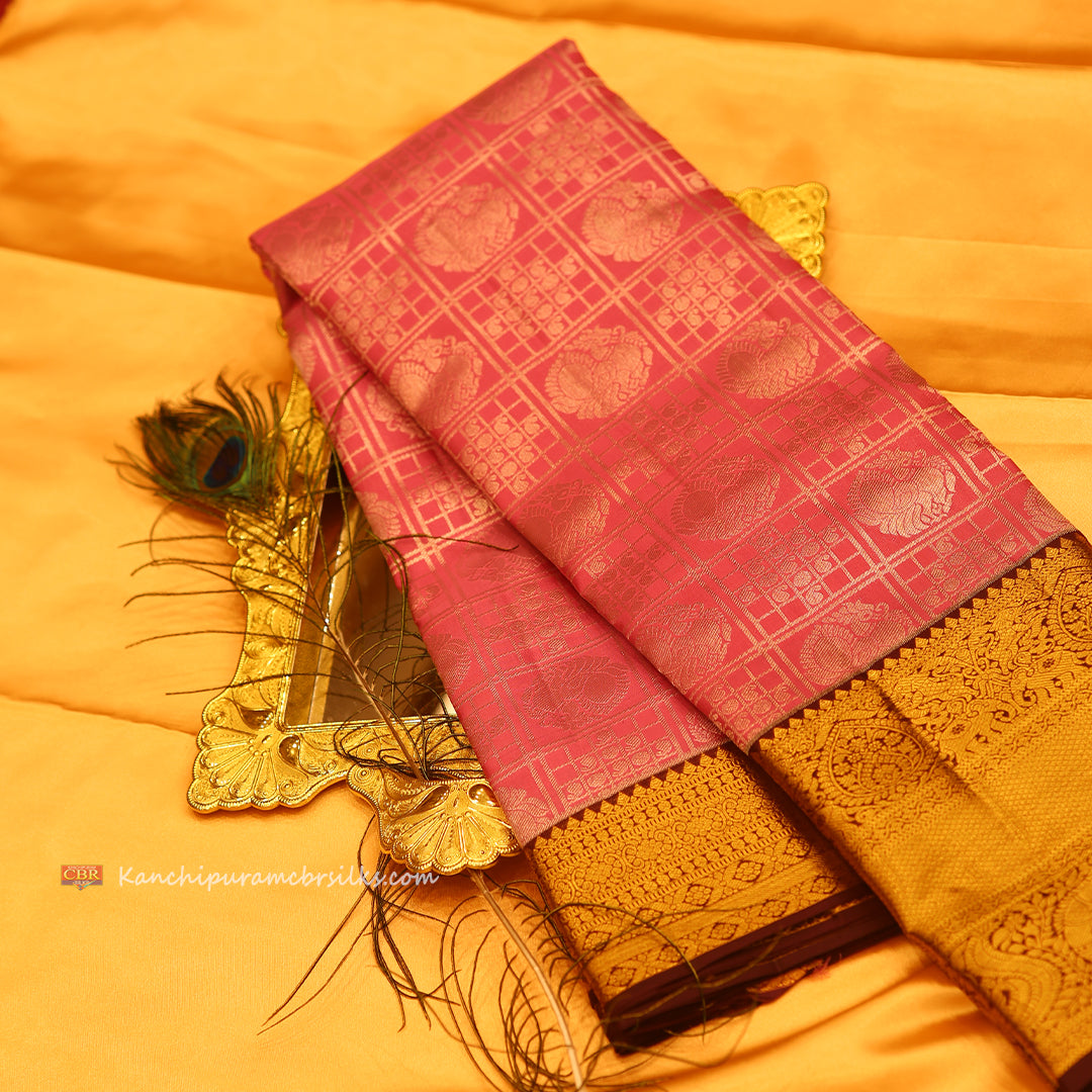 KANCHI BABY PINK SILVER JARI SAREE