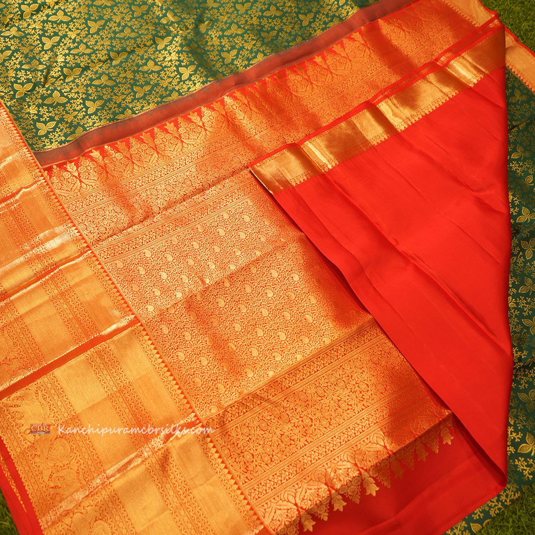 KANCHI BOTTLE GREEN SAREE