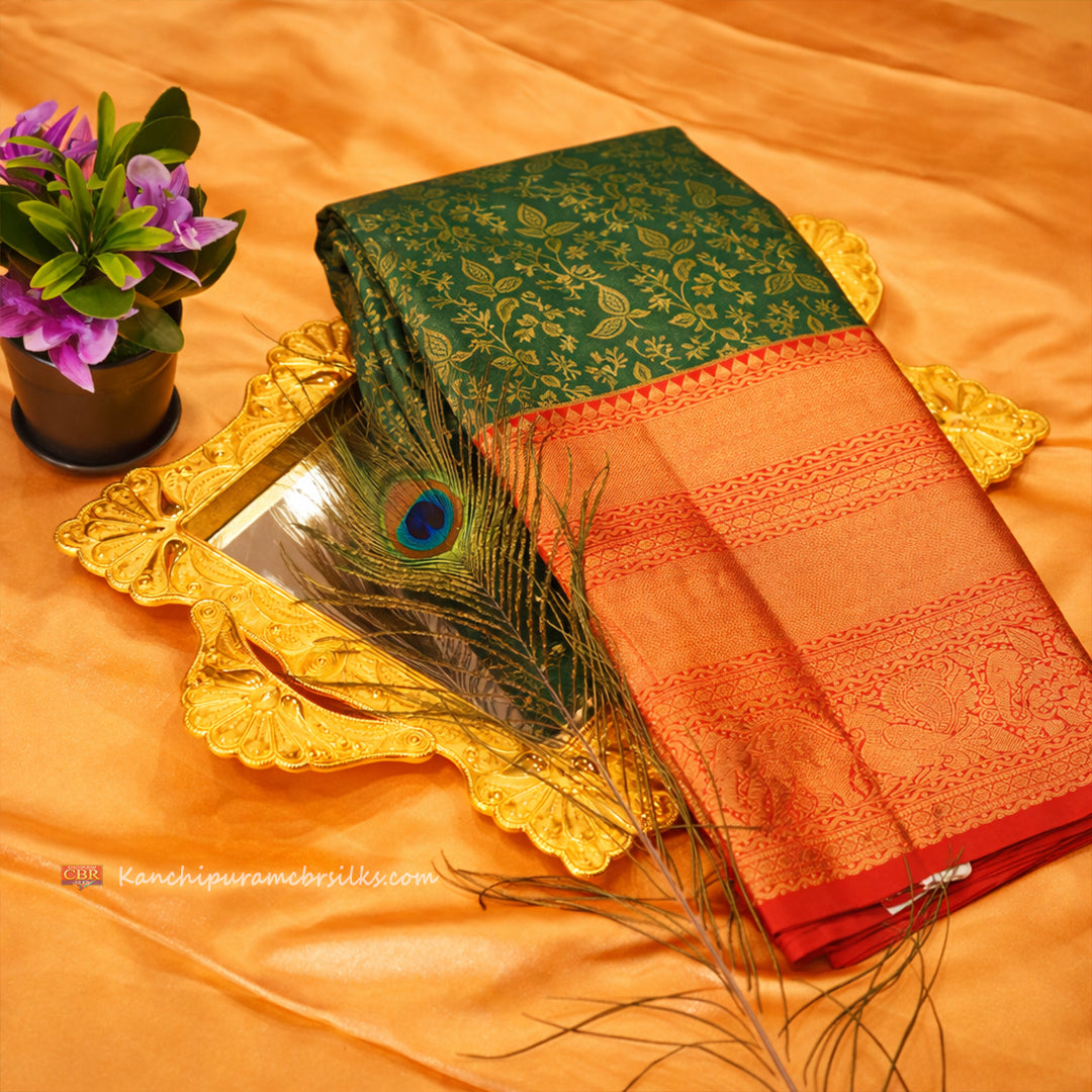 KANCHI BOTTLE GREEN SAREE
