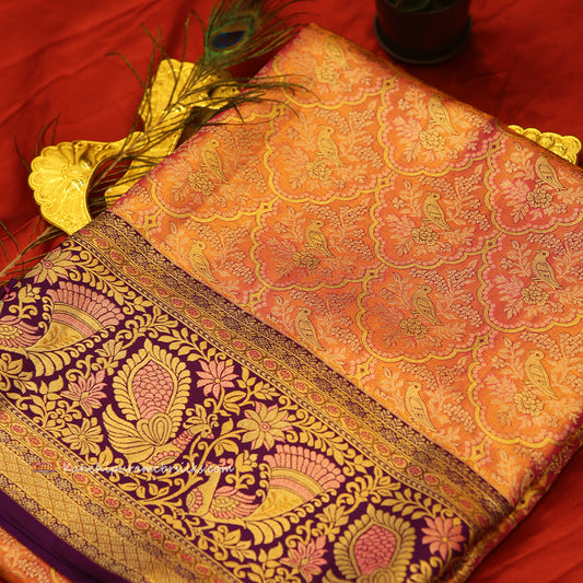 KANCHI PEACH PINK GOLD SAREE