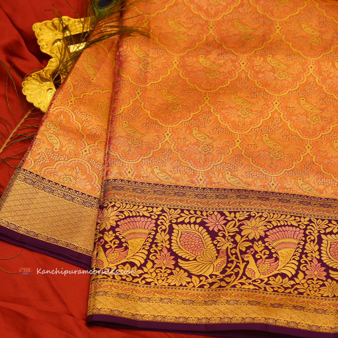 KANCHI PEACH PINK GOLD SAREE